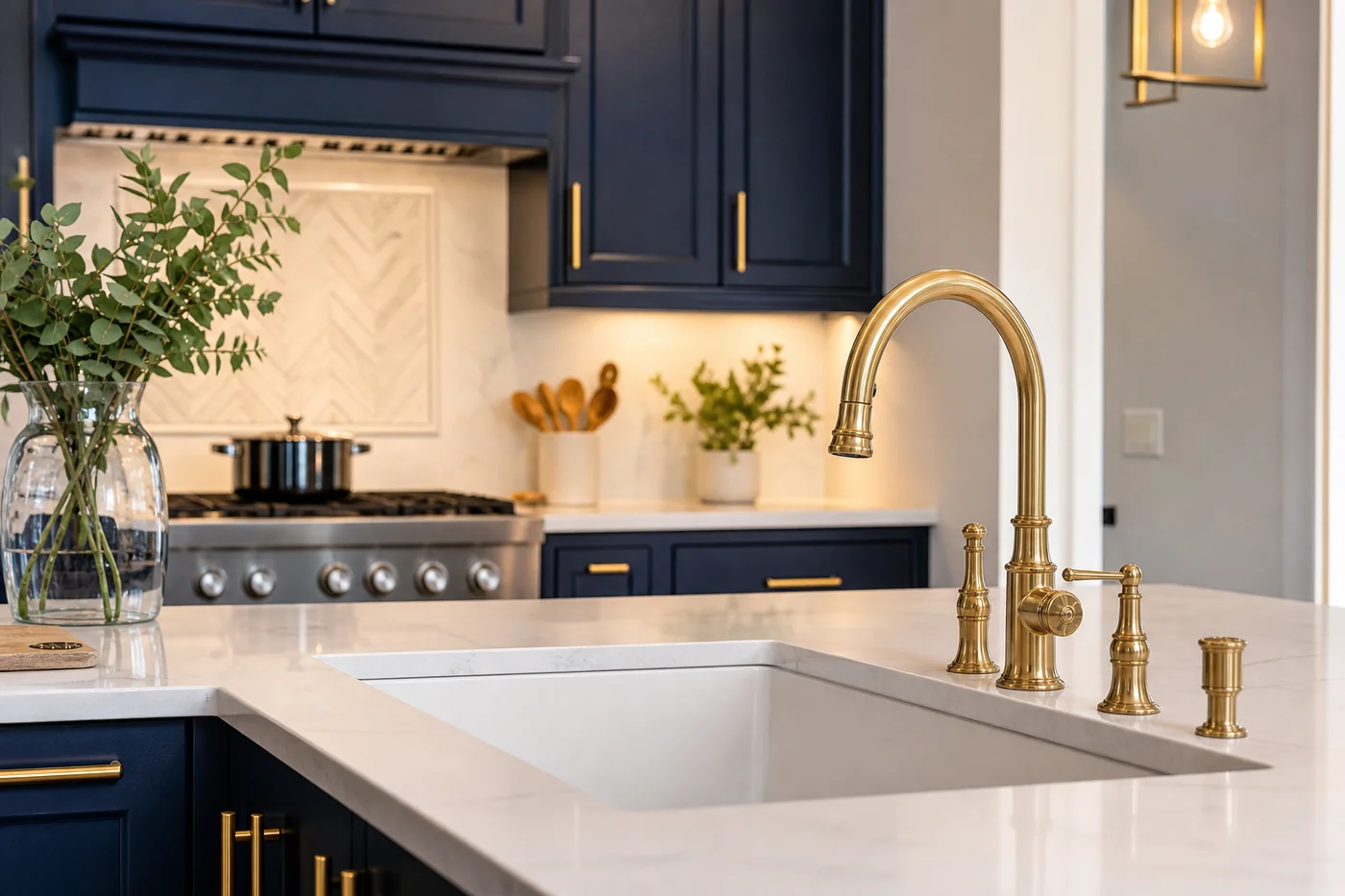 Kitchen with polished fixtures